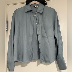 VINCE XS Blue Button Up Blouse NWT